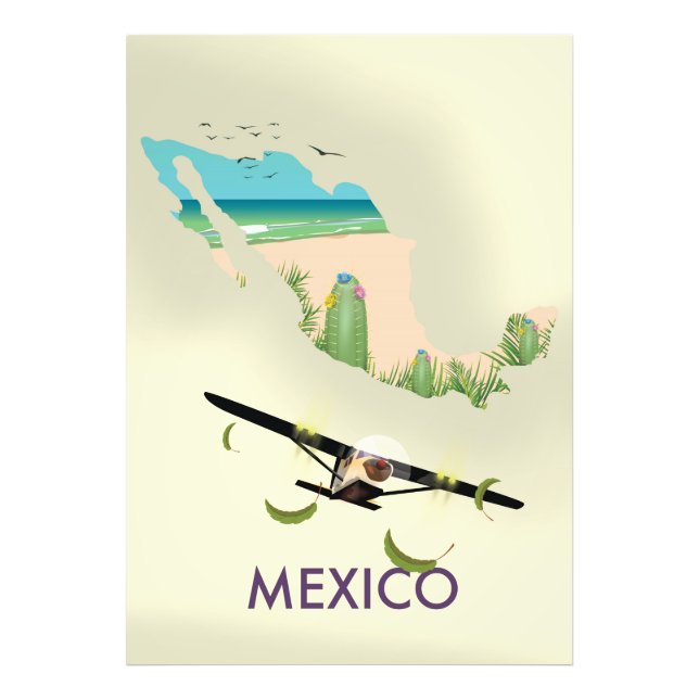 Foto cartaz de viagem mapa do México (Frente)