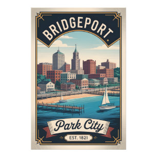 Foto Cartaz de Viagem Retro de Bridgeport Connecticut A