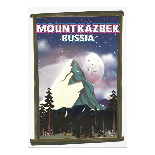 Foto Cartaz de viagem russo do Monte Kazbek. (Frente)