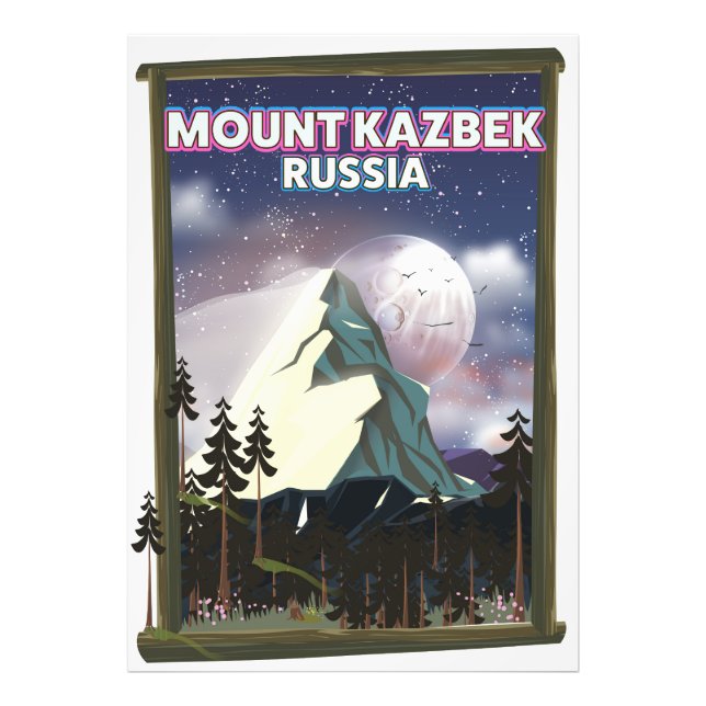 Foto Cartaz de viagem russo do Monte Kazbek. (Frente)
