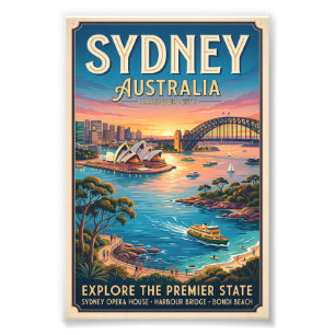Foto Cartaz de Viagem Vintage Sydney Austrália