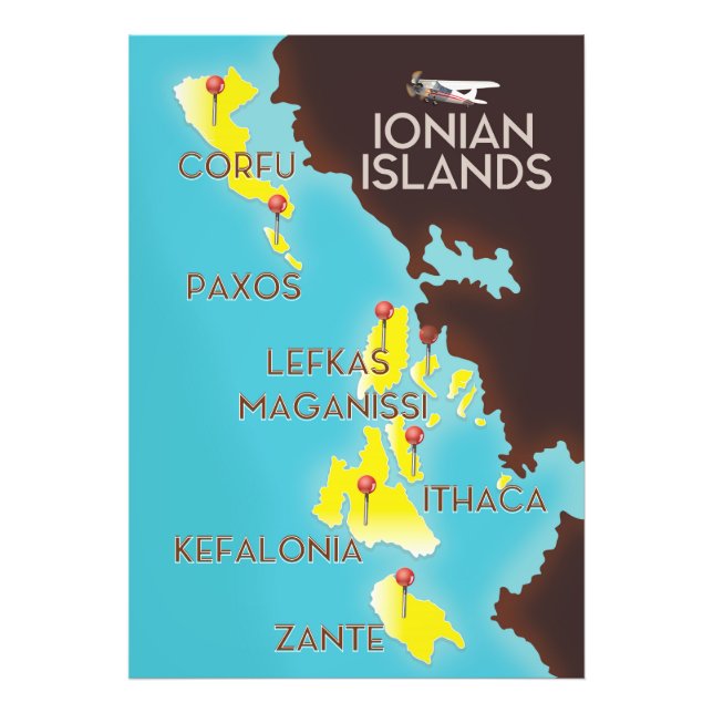 Foto Cartaz do mapa das Ilhas Jônicas. (Frente)