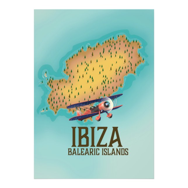 Foto Cartaz do mapa de Ibiza Ilhas Baleares (Frente)