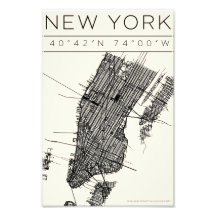 Cartaz do Mapa de Nova York – Arte de Rua Minimali