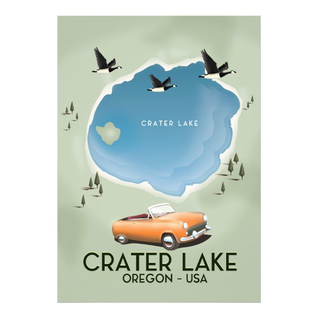 Foto Cartaz do mapa de viagem do Lago Crater Oregon (Frente)