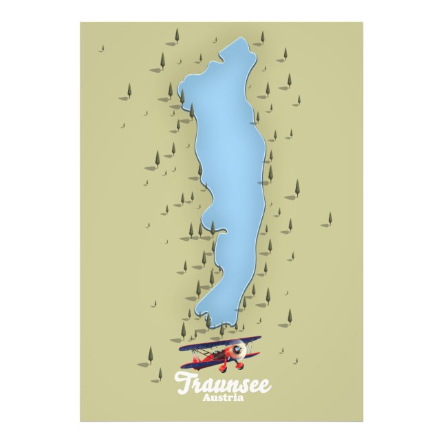 Foto Cartaz do mapa do lago austríaco Traunsee (Frente)