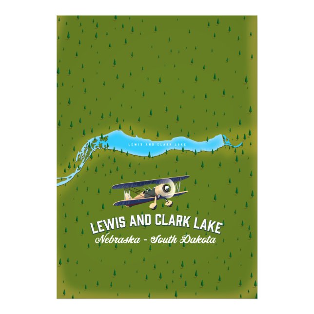 Foto cartaz do mapa do lago lewis e clark. (Frente)
