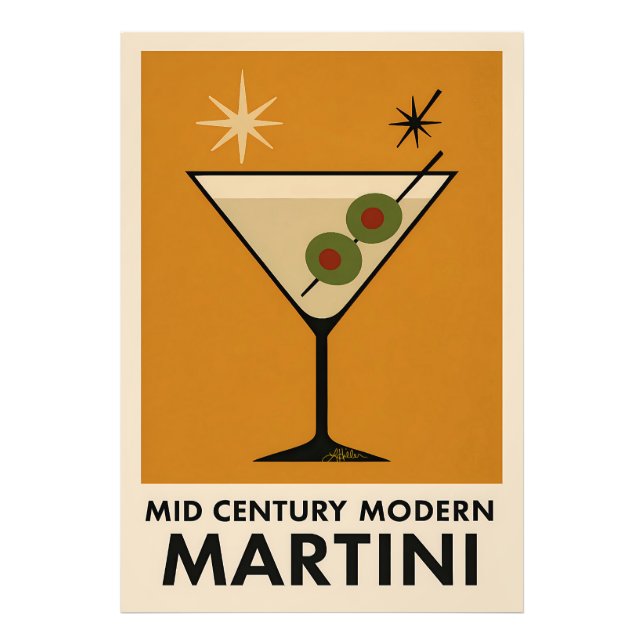 Foto Cartaz Estilo Meados do Século Moderno Martini (Frente)