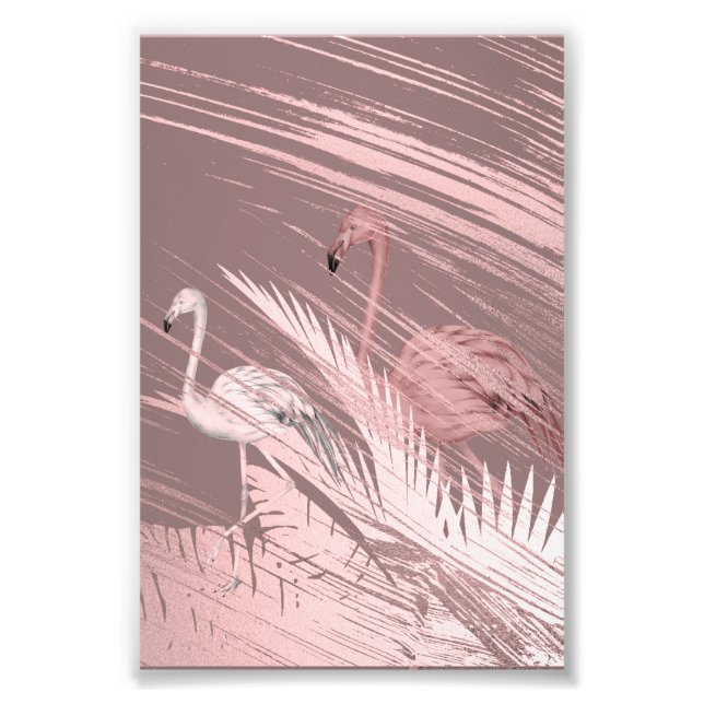 Foto Cartaz Fantástico de Flamingo Rosa na Floresta Tro (Frente)