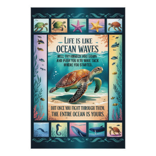 Foto Cartaz Inspirador de Tartaruga Marinha do Oceano “