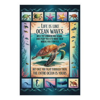 Foto Cartaz Inspirador de Tartaruga Marinha do Oceano “