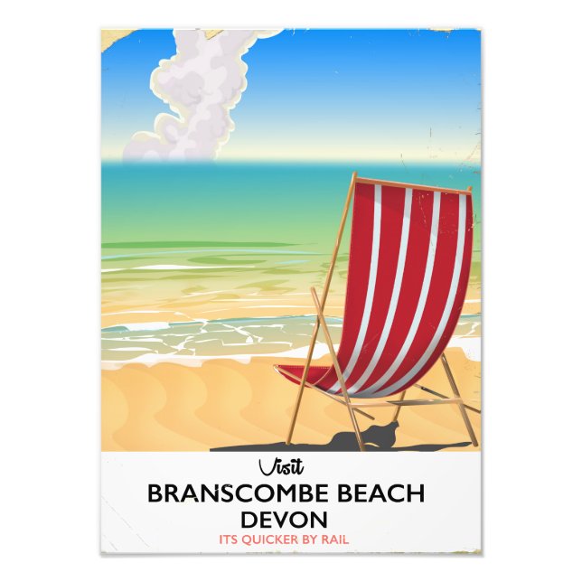 Foto Cartaz vintage da praia de Branscombe Devon (Frente)