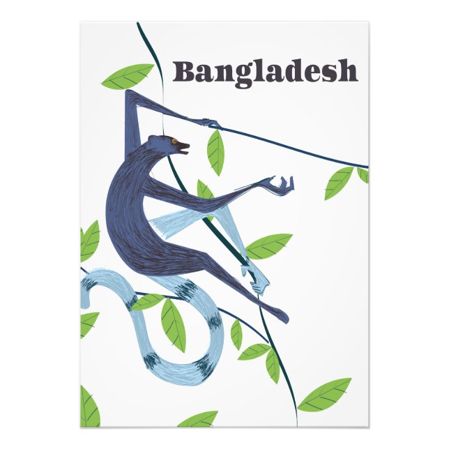Foto Cartaz vintage de férias do macaco de Bangladesh (Frente)