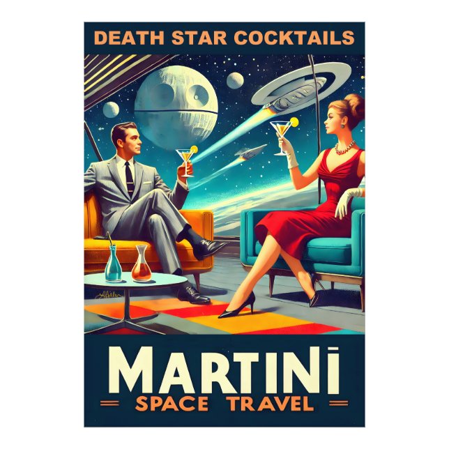 Foto Cartazes de Viagens Espaciais Martini Drinks Death (Frente)