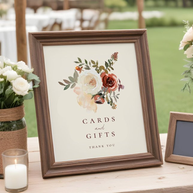 Foto Cartões de Casamento Floral de Queda Elegante e Si (Criador carregado)
