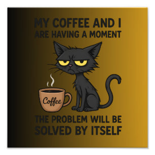 Foto Cartoon de Café do Gato Mal-humorado Engraçado H