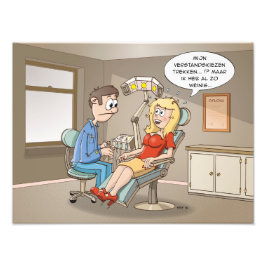 Foto Cartoon; komt een blondje bij de tandarts