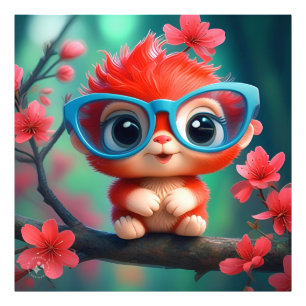 Foto Cartoon Panda Rosa No Ramo