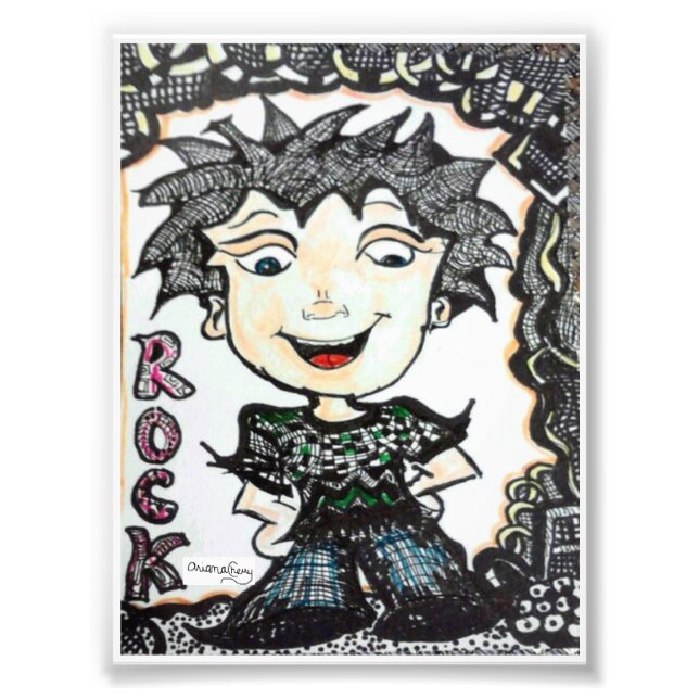 Foto Cartoon Rocker 4 x 5.4 com Arte (Frente)