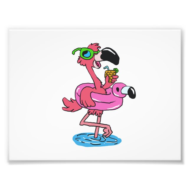 Foto Cartoon Summer Flamingo | escolher cor de fundo (Frente)