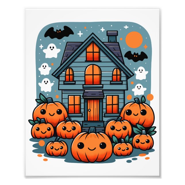 Foto Casa Assombrada Fofa Abóboras de Halloween Fantasm (Frente)