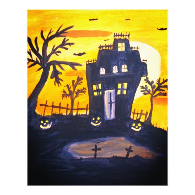 Foto Casa Assombrada Halloween Aquarela  (Frente)