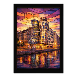 Foto Casa Dançante de Praga Vitral Pôr do Sol