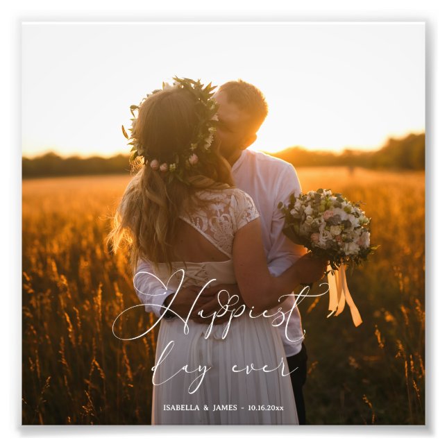 Foto Casamento De Caligrafia Elegante No Dia Mais Feliz (Frente)