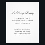 Foto Casamento Elegante Formal Tradicional de Preto e B<br><div class="desc">Simples impressão de placa de casamento memorial apresentando um mínimo de design preto e branco com o título "In Loving Memory" em uma caligrafia elegante. Abaixo está sua mensagem e nomes de entes queridos em uma fonte tradicional de serifa. Esta design é perfeita para um casamento formal.</div>