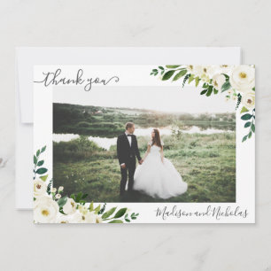 Foto: Casamento Obrigado Cartões com Flores Branca