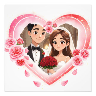 Foto Casamento Personalizado - Coração de Aquarela Româ