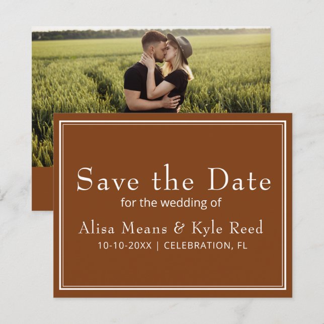 Foto castanha minimalista de limite moderno Salve  (Frente/Verso)