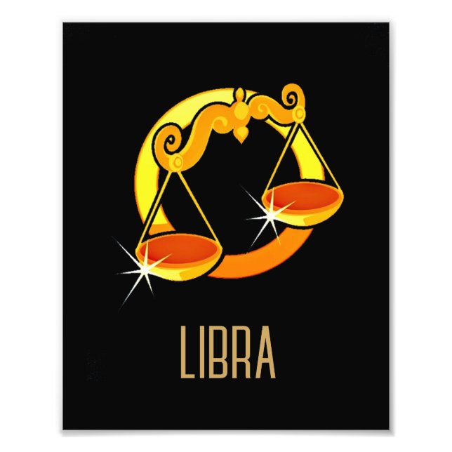 Foto Castanho e dourado - Sinal zodiano de Libra preto (Frente)