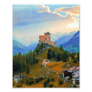 Foto Castelo de Pintura Original no Céu, Castle Tarasp