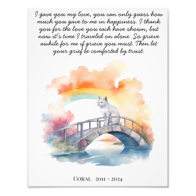 Foto Cat Memorial Gift Pet Loss Simpatia Poem (Frente)