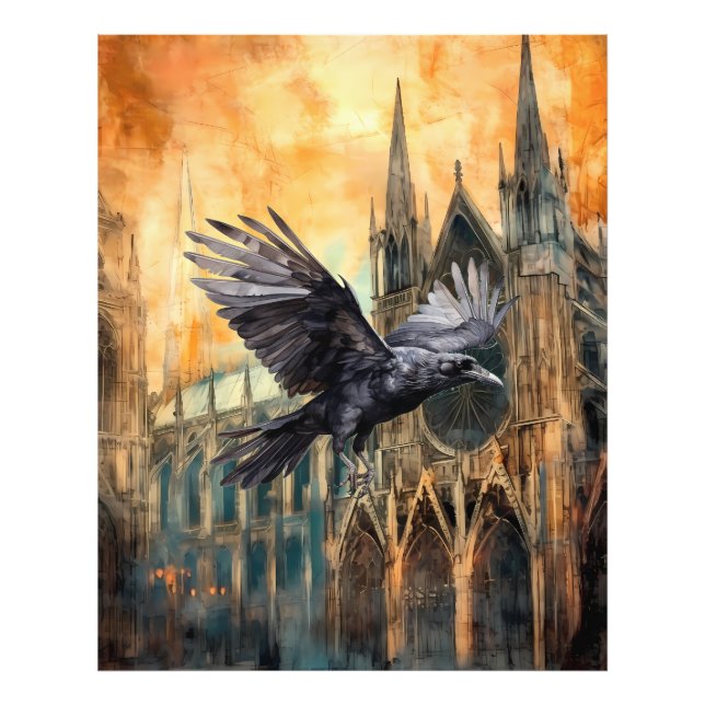 Foto Catedral Gótica Medieval e Raven Voadora (Frente)