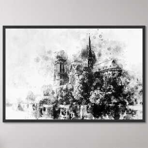 Foto Catedral Negra e Branca da Ilustração Notre-Dame