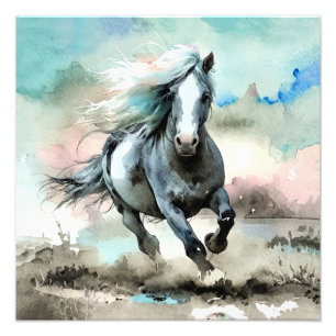 Foto Cavalo de Trato Majestoso Aquarela