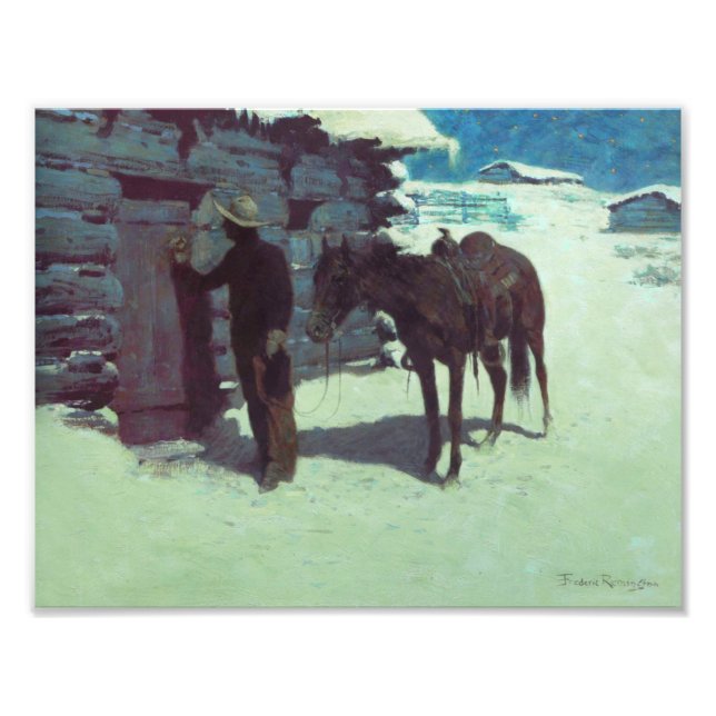 Foto Cavalo e vaqueiro de inverno neve (Frente)