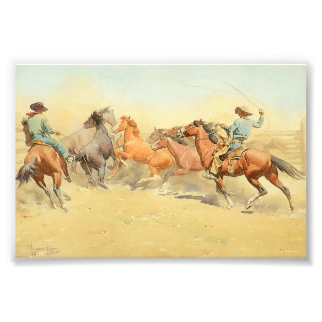 Foto Cavalos de Roping por Maynard Dixon (Frente)