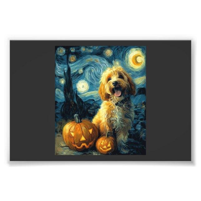 Foto Cavapoo Cachorro Fofo Dia das Bruxas Abóbora Jack  (Frente)