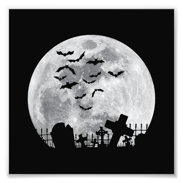 Foto Cemitério de lua cheia de Halloween Cemitério de c (Frente)