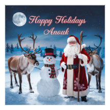 Cena de Natal Clássica com Papais noeis, Snowman