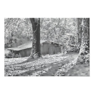 Foto Cena rural Backlit preto e branco da neve