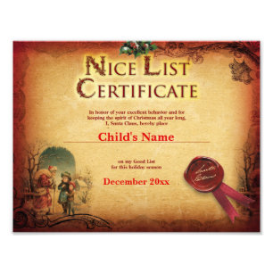 Foto Certificado agradável da lista do papai noel do