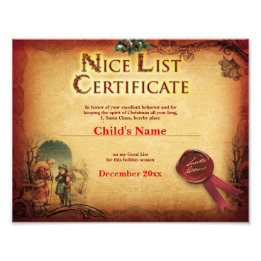Foto Certificado de Lista Nice de Papais noeis Vintage