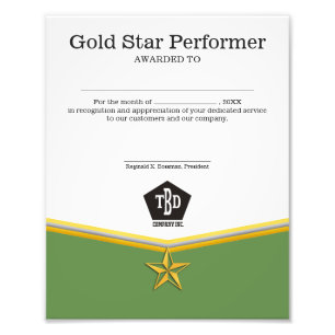 Foto Certificado do executor da estrela da realização