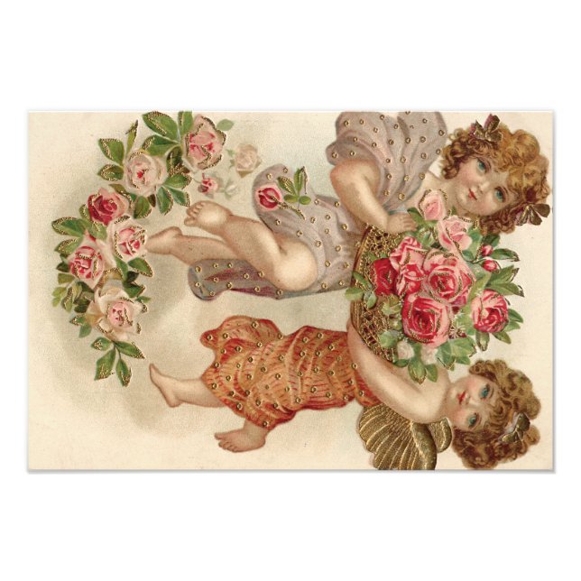 Foto Cesto de Anjo Querubim Cupido Rosas Rosa (Frente)