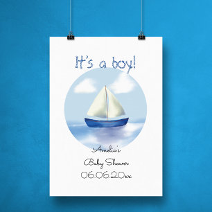 Foto Chá de Bebê Menino Barco à Vela Personalizado