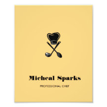 Chapéu de chef e colheres silhuetas beige